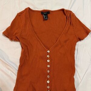 Forever 21 V-neck Button Down Top